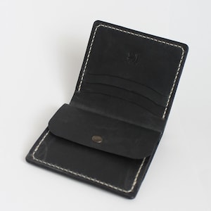 Alto - Onyx, Portafoglio bifold in pelle fatto a mano, Porta carte multifunzionale con tasca porta monete, Regalo vintage unico in pelle per lui, Regalo per lei