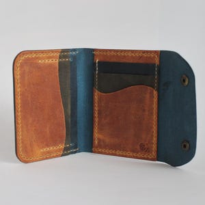 Thera - Ocean Out, Handmade Leather Bifold Wallet, Multi-functional Credit Card Holder, Hand Crafted Compact Card Case, Leather Gift for Him