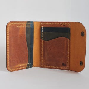 Thera - Rust Out, Porta carte di credito multifunzionale, Portafoglio bifold in pelle fatto a mano, Porta carte compatto fatto a mano, Regalo in pelle per lui