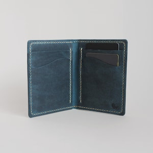 Vetra - Ocean, Cartera de Cuero Hecha a Mano, Tarjetero Minimalista Plegable - Cartera Rústica, Delgada y Compacta, Regalo para Él, Vintage, Idea de Regalo Única