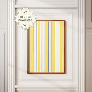 Yellow Blue Stripes PRINTABLE | Modern Aesthetic Wall Art Print | Minimalist Digital Download | Coastal Summer Decor | Beach House Poster