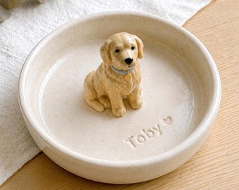 Personalized Ceramic Pet Ring Dish, Custom 3D Pet Figurine Jewelry Tray