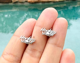 Hockey Mom Stud Earrings – Cute Gift for Sports Moms – Hockey Lover Jewelry – Mother’s Day hockey gift