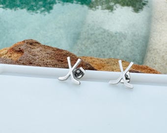 Mini Hockey Stick Stud Earrings – Stainless Steel Sports Jewelry for Hockey Lovers/Hockey Girls