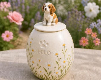 Urna in ceramica personalizzata per animali domestici, urna per ceneri personalizzata con impronta di zampa di gatto, regalo di condoglianze per la perdita di un cane