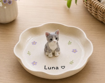 Custom Ceramic Pet Ring Tray, Three Dimensional Puppy Cat Souvenir, Pet Lover Gift