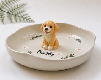 Custom Pet Name Trinket Dish, Ceramic Ring Holder, Pet Memorial Keepsake