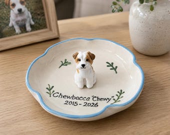 Personalized Pet Memorial Ring Dish, Custom Dog Keepsake Tray, Handmade Ceramic Jewelry Dish
