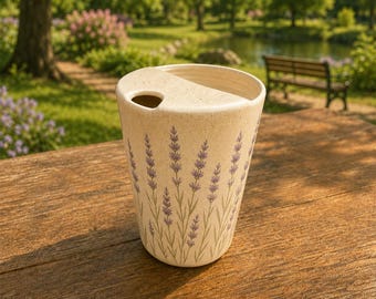 Hand Painted Lavender Ceramic Mug, Handmade Floral Pottery Cup, Cottagecore Tea Cup, Personalized Mug