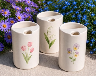 Customized hand-painted flower ceramic cups, personalized constellation name mugs, handmade ceramic birthday gifts
