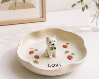 Personalized Pet Ring Dish, Custom Dog Ceramic Jewelry Tray, Custom Name Trinket Tray