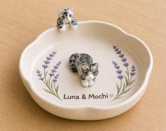Personalized Cat Ring Dish, Custom Pet Jewelry Tray, Pet Memorial Gift