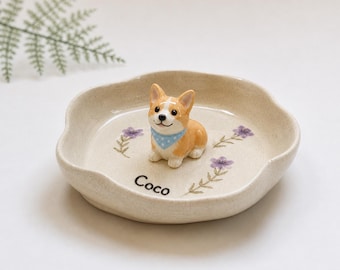 Personalized Pet Ring Dish, Custom Ceramic Dog Jewelry Tray, Pet Mom Gift