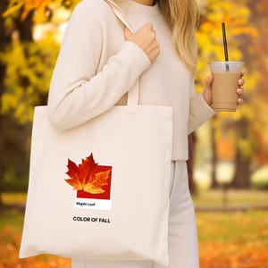Autumn Vibes Tote Bag - Maple Leaf Design, Perfect for Fall Shopping and Daily Use, Minimalist Fall Tote, Nature Inspired Gift For Designers