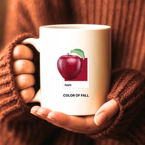 Red Apple Fall Mug: Cozy Autumn Ceramic Coffee Cup