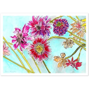 Cartes de correspondance florales fantaisistes - Cartes de voeux colorées par Deena M - Lot de 10 avec enveloppes