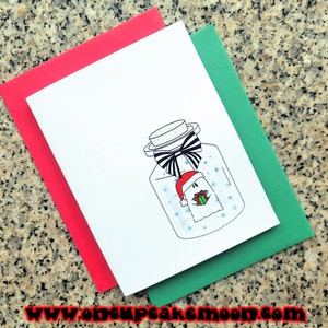 Um pequeno espírito natalino, cartões de natal, notas de agradecimento (em branco/personalizadas dentro) com envelopes - conjunto de 5 ou conjunto de 10