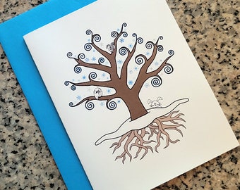 winter solstice tree of life pagan holiday christmas cards / notecards / thank you notes (blank or custom inside) with envelopes - set of 10