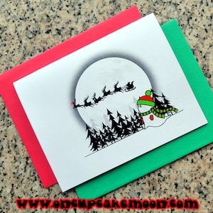 Believe Ghost Kerstman Rudolph kerstkaarten/notitiekaarten/bedankbriefjes (blanco/aangepast) met enveloppen - set van 5 of set van 10