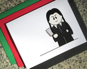 Wednesday Addams I Hate Christmas holiday cards / notecards / thank you notes (blank or custom text inside) with envelopes - set of 10