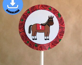 sofort download kentucky Derby Rennpferd Cupcake Toppers Kuchen Topper Dekorationen