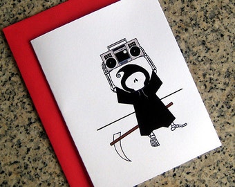 cute grim reaper true love never dies say anything valentines / notecards (blank or custom inside) with envelopes - set of 5 or set of 10