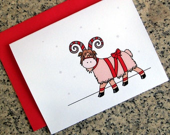 scandinavian yule goat julbock holiday greeting cards / notecards / thank you notes (blank or custom inside) with envelopes - set of 10