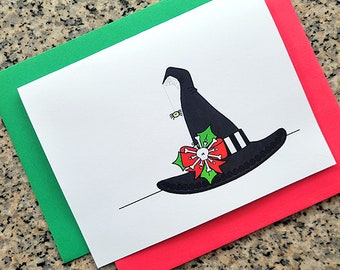 Cute Witch Christmas Card Funny Holiday Greeting Card - Etsy