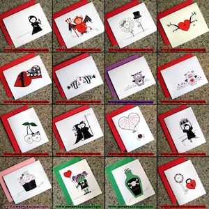 CARTE SIMPLE choisissez votre propre note d'amour sombre gothique alternative pour la Saint-Valentin et une enveloppe colorée