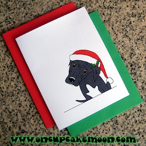 pit bull puppy dog holiday christmas cards blank or custom printed inside with red or green envelopes set of 10 image 1