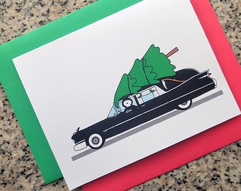 the grim reaper gets a christmas tree holiday greeting cards thank you notes - set of 5 or 10