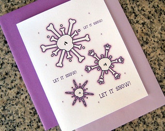 skull snowflakes christmas cards / notecards / thank you notes (blank or custom printed inside) with envelopes - set of 5 or set of 10