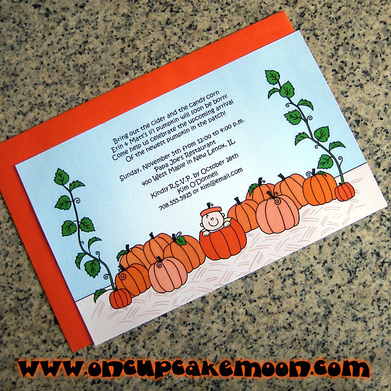 Lil pumpkin lined baby shower invitations customized for | Etsy