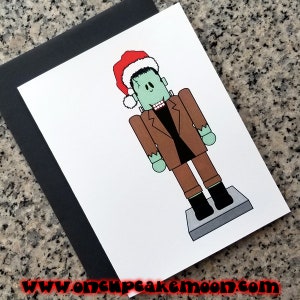Cartões de Natal inspirados no quebra-nozes de Frankenstein Herman Munster, notas de agradecimento (em branco/personalizadas) com envelopes, conjunto de 5 ou conjunto de 10
