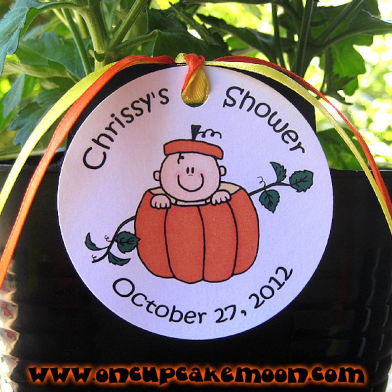 set of 10 lil pumpkin baby shower or autumn 1st birthday party fully custom invitations with orange envelopes