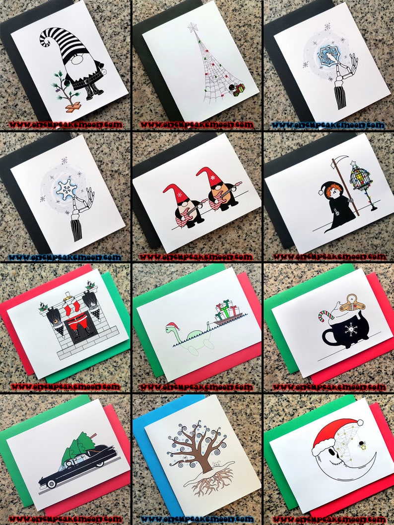 SINGLE CARD alternative goth holiday pagan christmas cards choose from 68 designs dark custom personalized handmade seasons greetings image 5