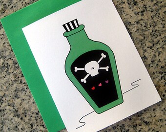 Tarjetas de notas de amor tóxicas y venenosas / notas de agradecimiento / notas de amor / San Valentín (en blanco o con impresión personalizada) con sobres - juego de 5 o juego de 10