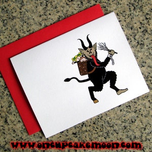 gruss vom krampus with naughty kids christmas greeting cards / notecards / thank you notes blank or custom inside with envelopes set of 10 image 1