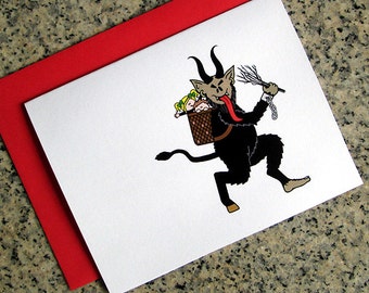 gruss vom krampus with naughty kids christmas greeting cards / notecards / thank you notes (blank or custom inside) with envelopes set of 10