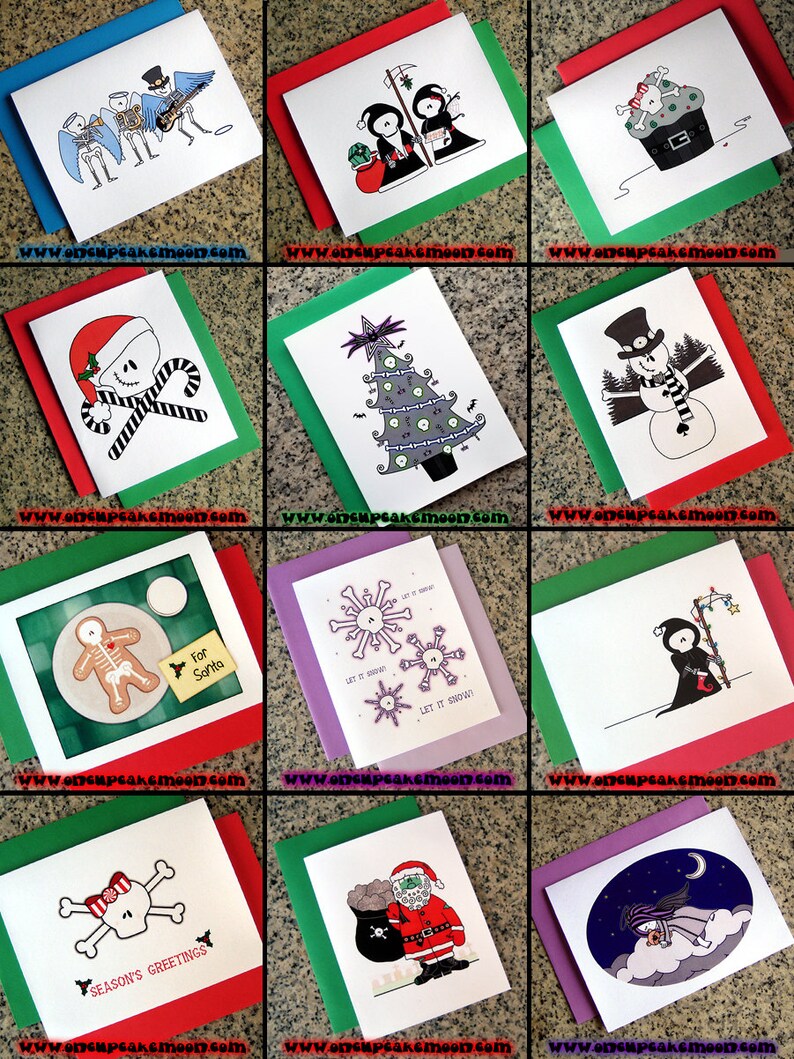 SINGLE CARD alternative goth holiday pagan christmas cards choose from 68 designs dark custom personalized handmade seasons greetings image 2