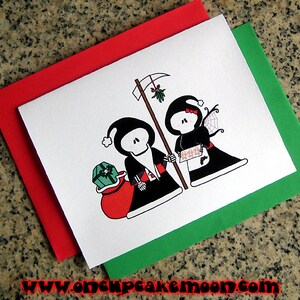 Sr. e Sra. Ceifador Papai Noel cartões de Natal / cartões de anotações / notas de agradecimento (em branco/personalizados) com envelopes - conjunto de 5 ou conjunto de 10