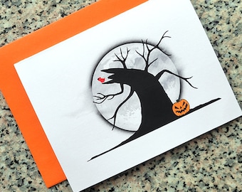 Sleepy Hollow Tree of the Dead Halloween goth cards / notecards / thank you notes (blank/custom text inside) with envelopes - set of 10