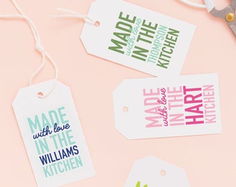 Made with Love Tag, Kitchen Tag, Hostess Gift, Custom Gift Tag, Hostess Gift, Wrapping Paper, Birthday Wrapping, Recipe Book, Recipe Tag