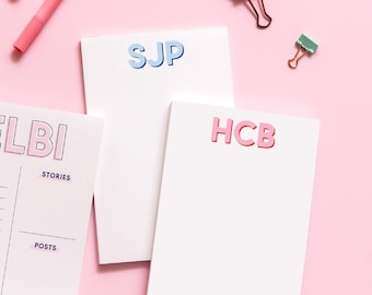 Custom Initial Notepad, Personalized Stationery, Office Gift