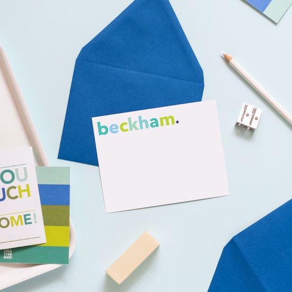 Personalized Stationery Set Custom Notecards Kids Thank You Notes Block Name Gift Stocking Stuffer