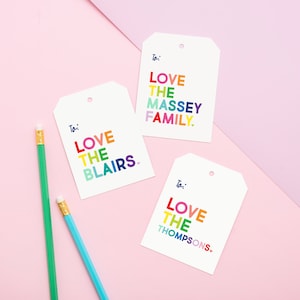 Rainbow Gift Tag, Family Gift Tag, Personalized Tags, Birthday Tag, Couples Gift Tag, Hostess Gift, Colorful Gift Tag, 001T