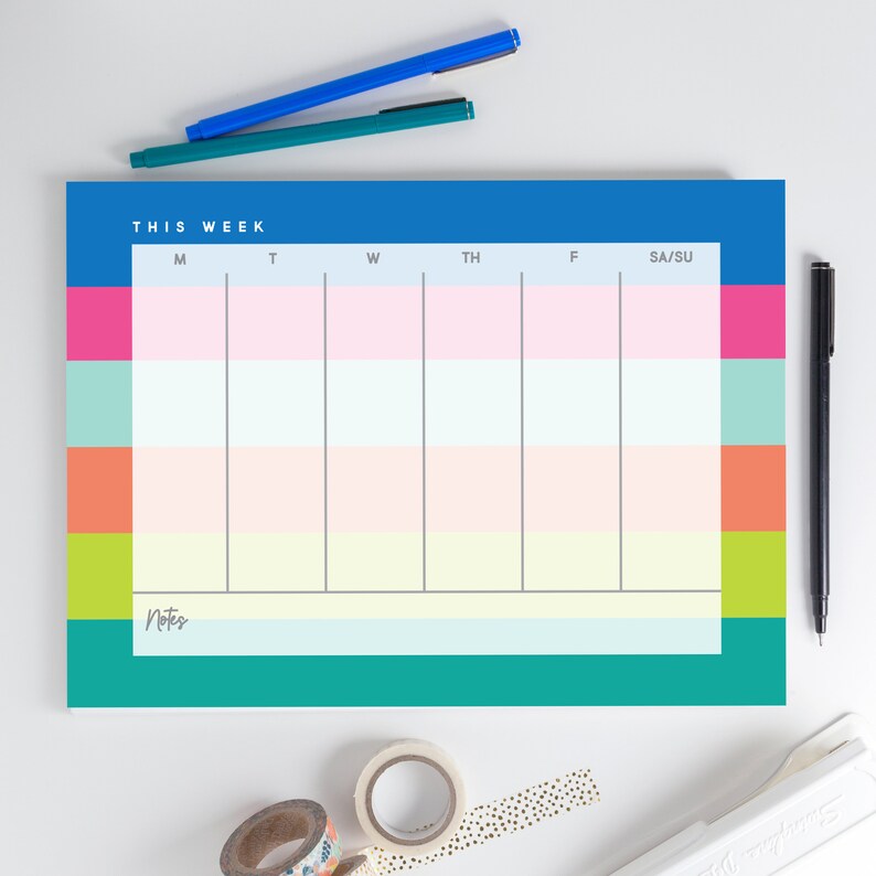 Weekly Notepad 1 Weeklong calendar Desk calendar Large desk Etsy