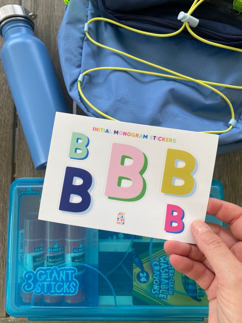 Initial Vinyl Letter, Alphabet Stickers, Dishwasher Safe, Monogram Stickers, Laminated Stickers, Water Bottle, School Supplies, Teacher gift image 2