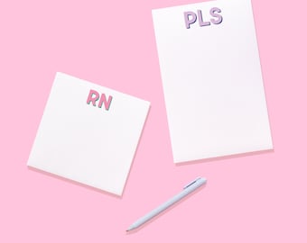 Personalized Monogram Notepad: Modern Classic for Teachers, Kids, Gifts & Parties, Custom, Stocking Stuffer, Graduation, Party Favor