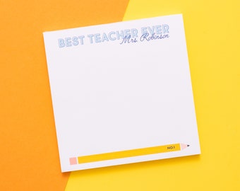 Personalized Best Teacher, Teacher Gift, Teacher Notepad, Appreciation Gifts, Kids Notepad, End of Year Teacher Gift, Stocking Stuffer